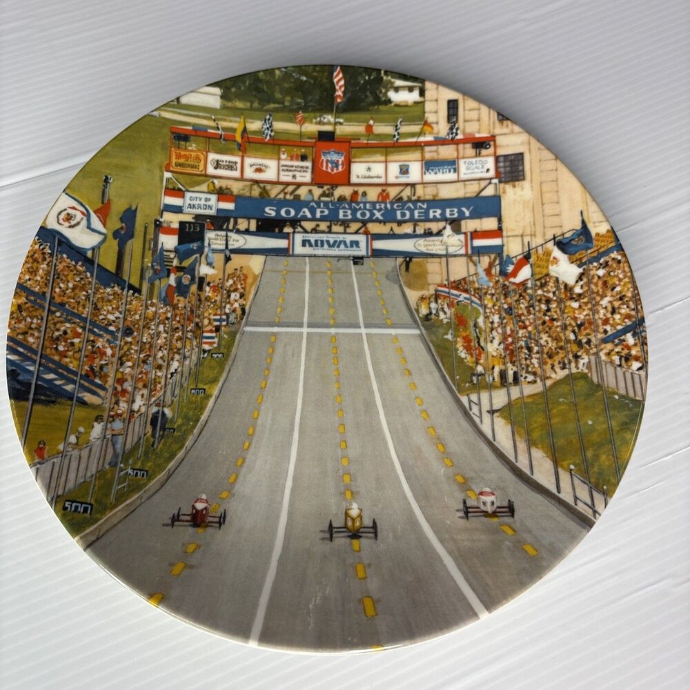VTG 1981 All American Soap Box Derby Plate In the Stretch Royal Manor Porcelain
